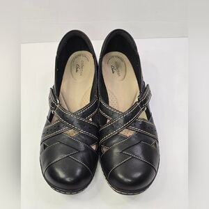 Clarks Shoes Ashland Spin Q Flats Womens 12 Black Leather